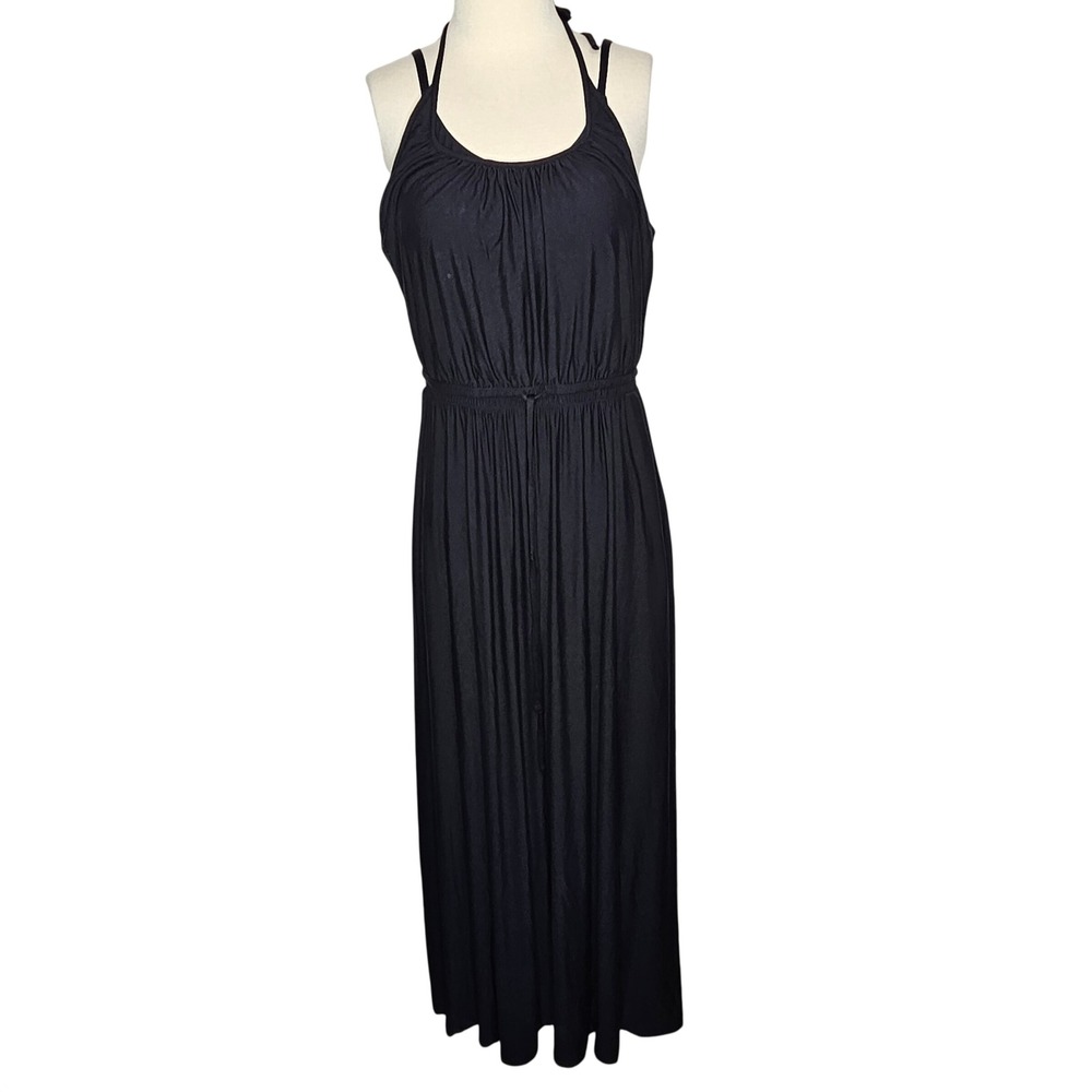 Soma NWT Soft Jersey Maxi Bra Dress M Black Built‎ In Support Halter Strappy $99